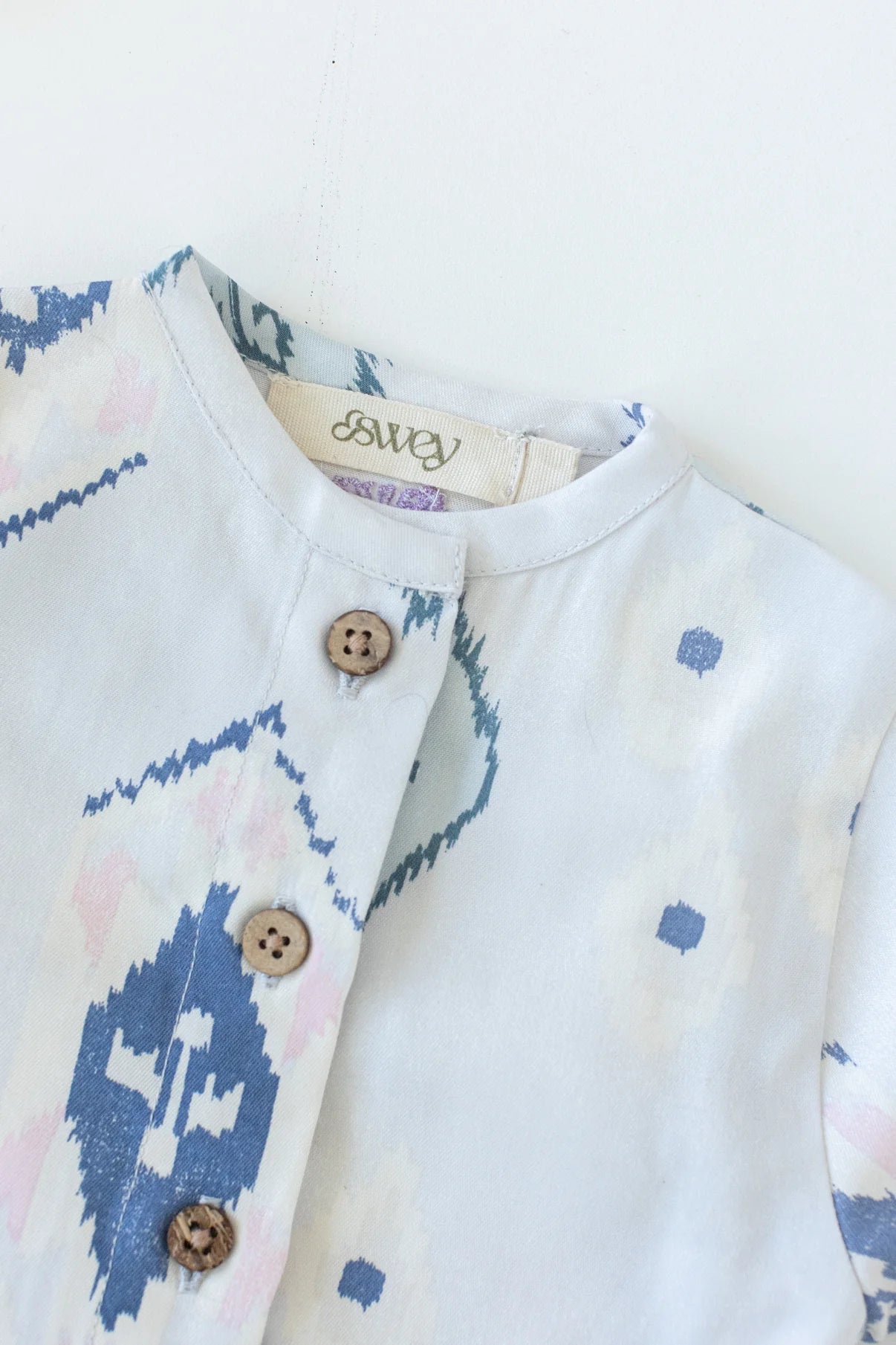 Blue ikat print kids shirt of Tencel fabric