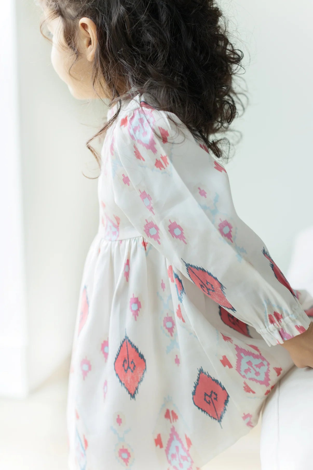 Tencel kids dresses with ikat print