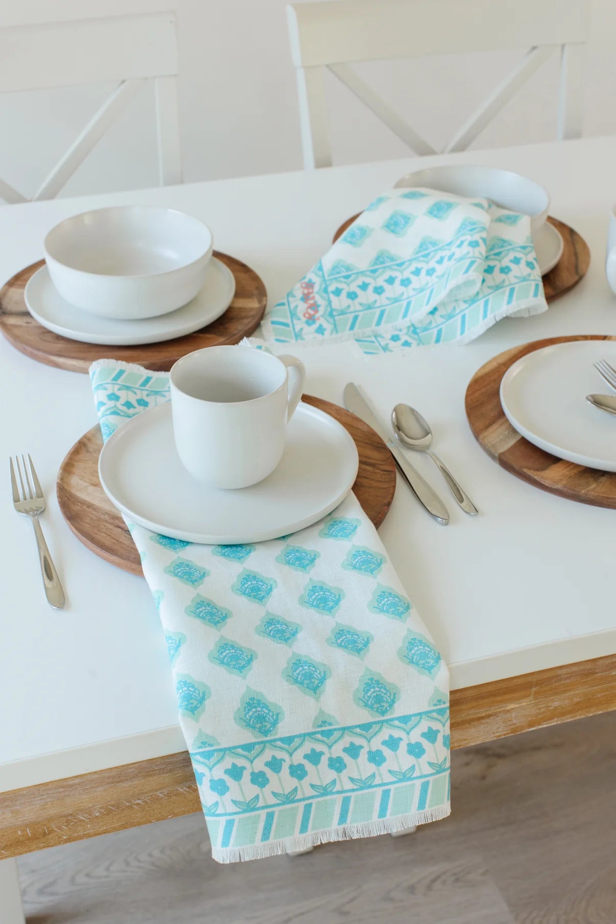 handmade linen dinner blue napkins