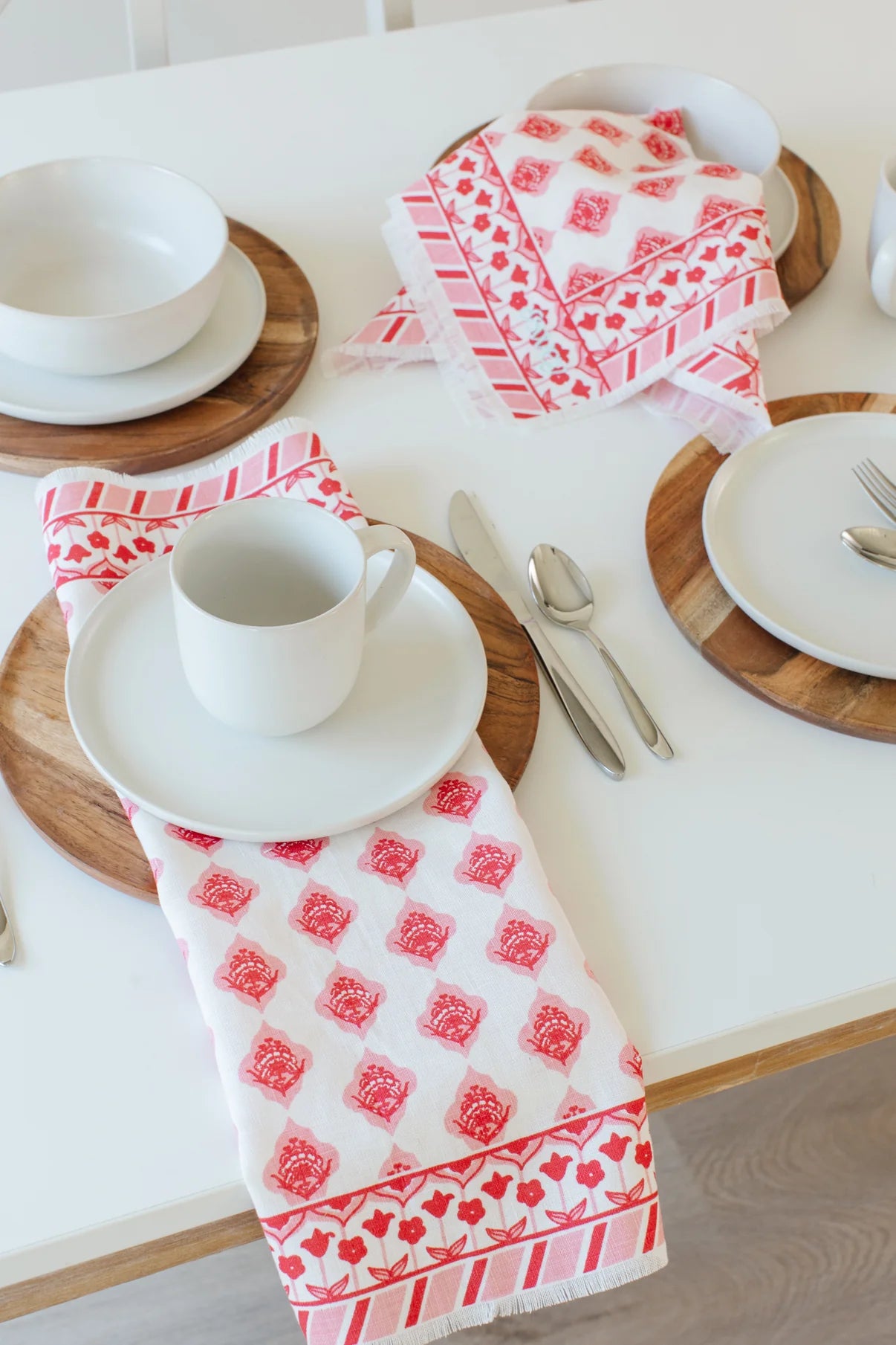 handmade linen dinner red napkins